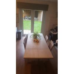 Brocante tafel uitklapbaar incl. Stoelen! White wash