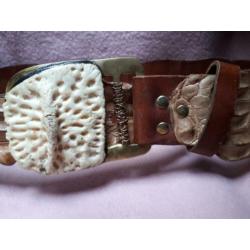 Vintage krokodillen lederen ceintuur/riem uit Zimbabwe