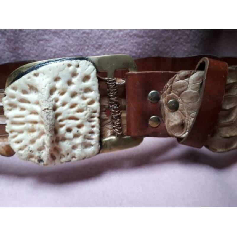 Vintage krokodillen lederen ceintuur/riem uit Zimbabwe
