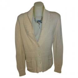 D4A Repeat grof gebreid casual vest beige van kleur mt 46/XL