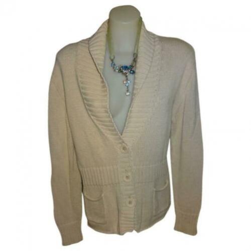 D4A Repeat grof gebreid casual vest beige van kleur mt 46/XL