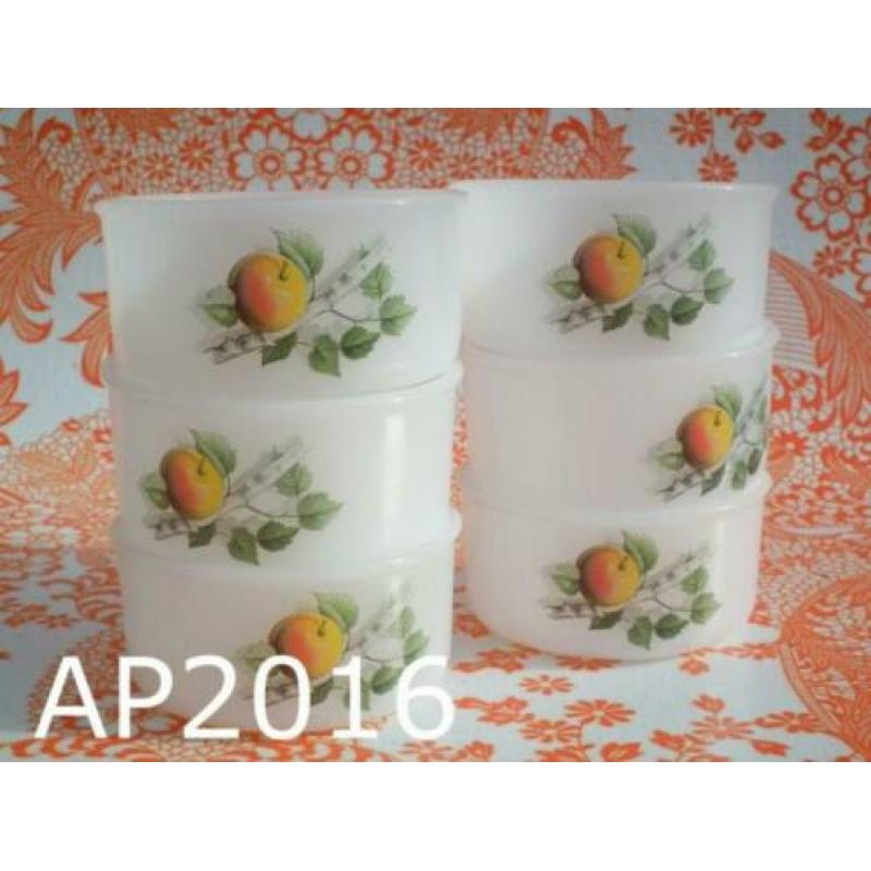 Arcopal souffleschaaltjes 6x schaaltjes vintage pyrex fruit