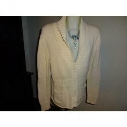 D4A Repeat grof gebreid casual vest beige van kleur mt 46/XL