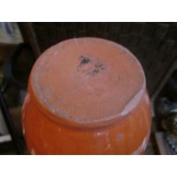 Retro Vintage Terra Cotta Vaas met Decoratie 23,5 cm