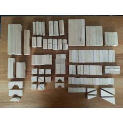 Blank houten blokken 141-delig in nieuwe katoenen zak