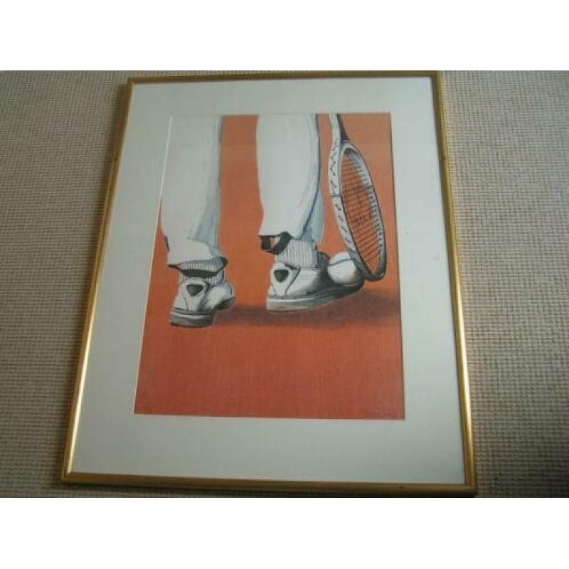 Goudkleurige houten lijst. Zeefdruk 162/175. Ronald Sales.