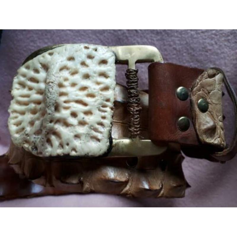 Vintage krokodillen lederen ceintuur/riem uit Zimbabwe