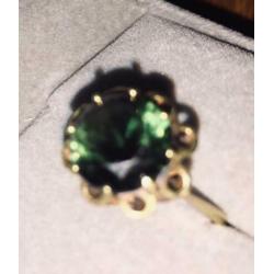 Antiek vintage 14 karaat gouden ring met toermalijn 17.5