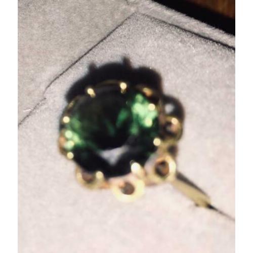 Antiek vintage 14 karaat gouden ring met toermalijn 17.5