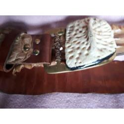 Vintage krokodillen lederen ceintuur/riem uit Zimbabwe