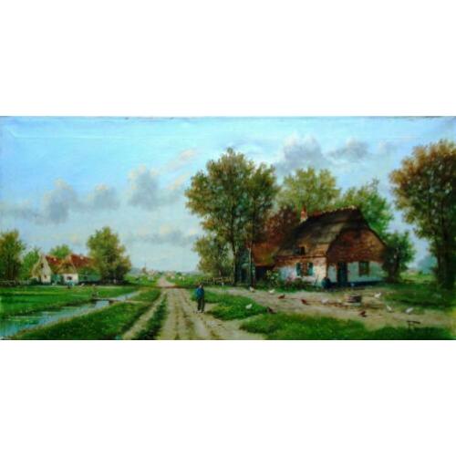 Oud olieverf 80cmx40cm.In lijst.A.Torringa 1886-1963.
