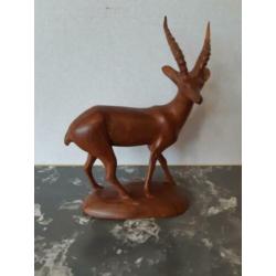 Vintage houten hert, H 24 x B20 cm