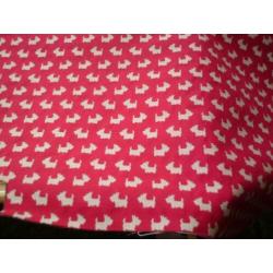 Footstool met - Hondjesstof rood - NIEUW !! BEKIJKEN !!