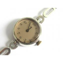 Vintage zilveren dames mechanisch polshorloge, zilveren band