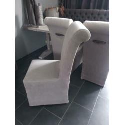 3 Hoffz linnen eetkamerstoelen sober landelijk stoelen