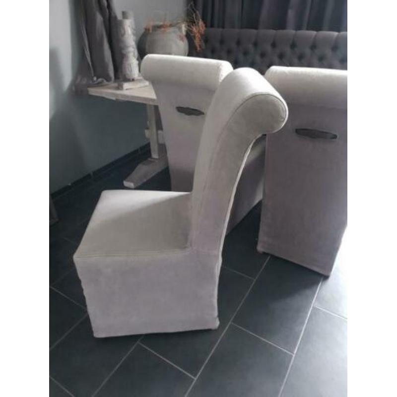 3 Hoffz linnen eetkamerstoelen sober landelijk stoelen