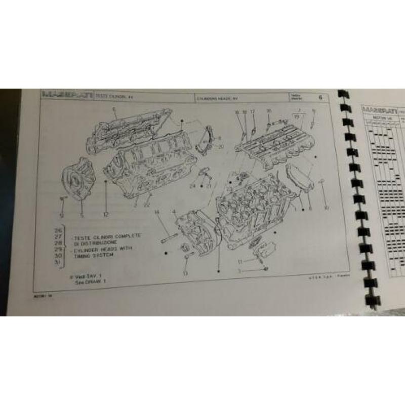 Maserati onderdelenboek voor de 2.0 + 2.8 V6 Biturbo motoren