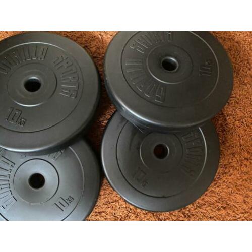 Gewicht 4x10kg, 4x5kg, stang + dip & pull up bar etc