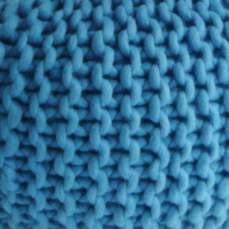 Gehaakte blauwe poef dikke 100% WOL div. kleuren/maten >SALE