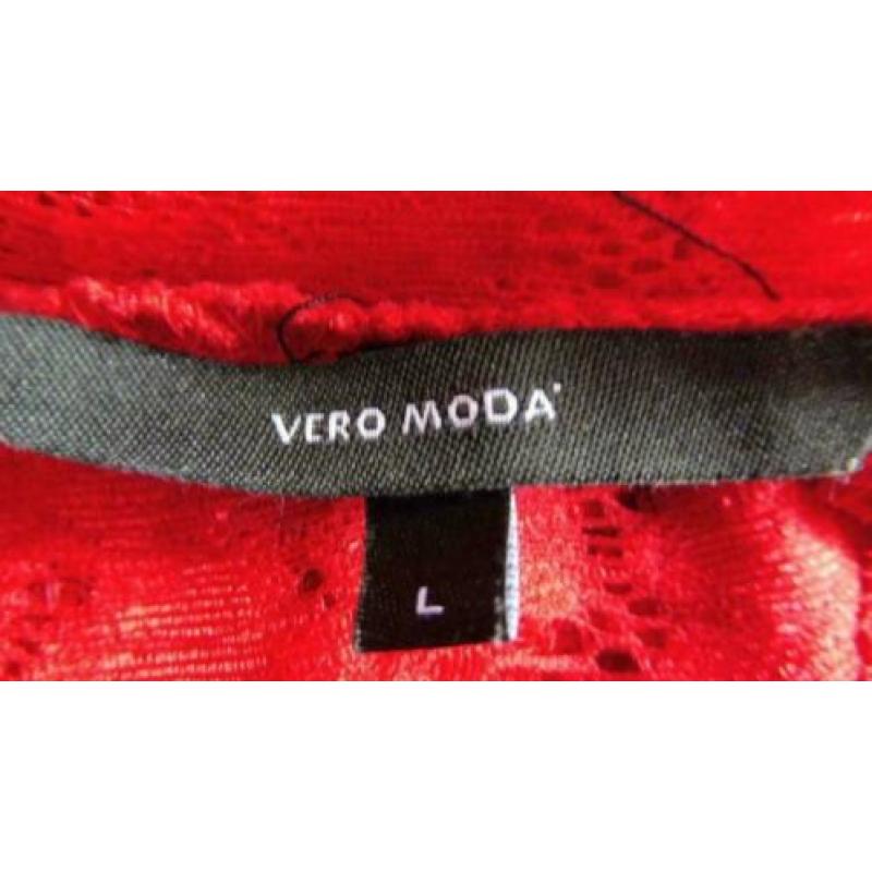 NW rood VERO MODA sjiek kanten blouse/top lange mouwen M