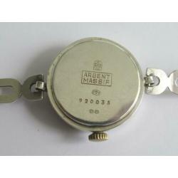 Vintage zilveren dames mechanisch polshorloge, zilveren band