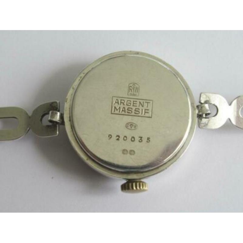 Vintage zilveren dames mechanisch polshorloge, zilveren band