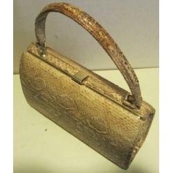 Vintage slangenleren tas leer slang crème wit 85