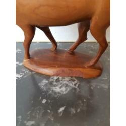 Vintage houten hert, H 24 x B20 cm