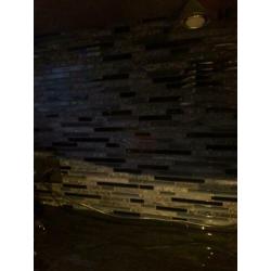 Mozaïek tegels 33×315 per mat half glas half natuurstenen