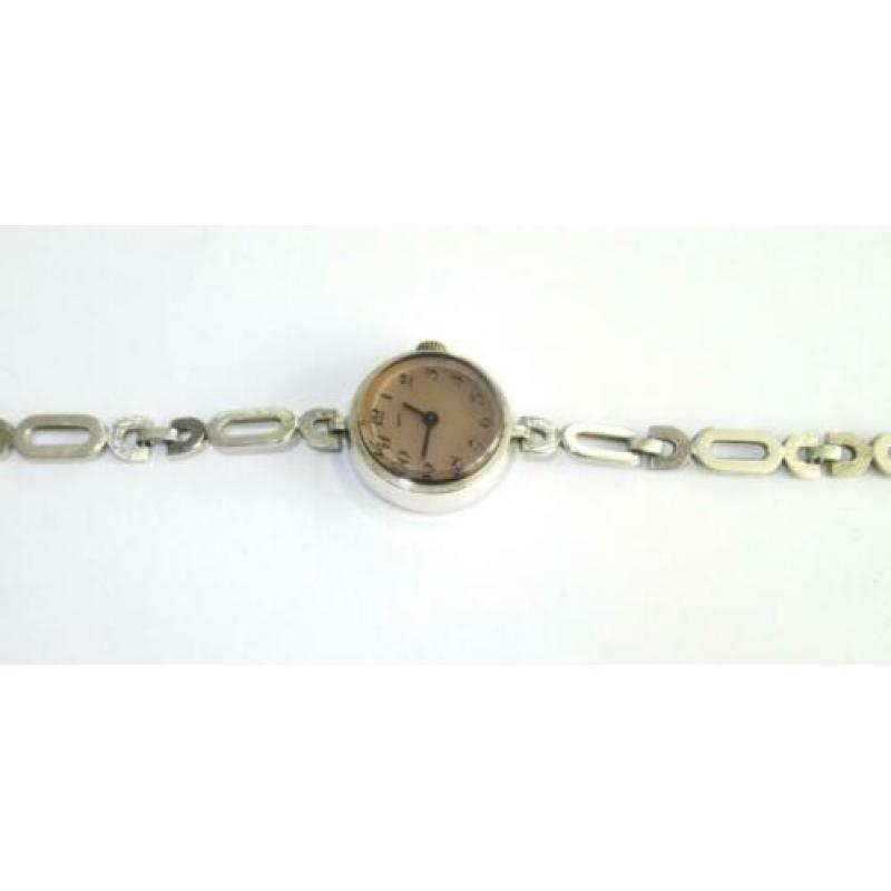 Vintage zilveren dames mechanisch polshorloge, zilveren band