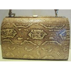 Vintage slangenleren tas leer slang crème wit 85