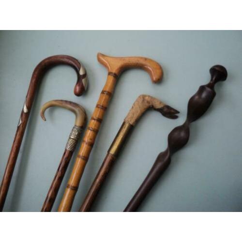 5 x Antieke Wandelstokken