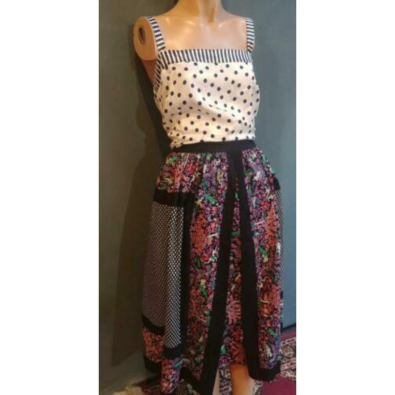 Vintage polkadot top ( 60s/70s) met satijnglans ( MT L)