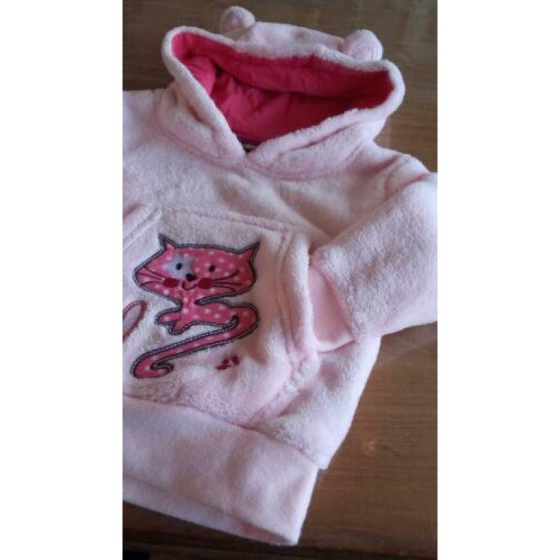 zachte roze trui mt 62-68 met capuchon