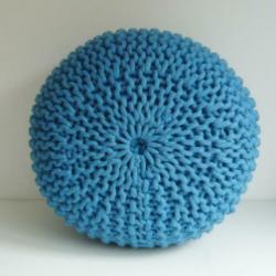 Gehaakte blauwe poef dikke 100% WOL div. kleuren/maten >SALE