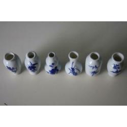 Chinese porseleinen miniatuur vaasjes (6x)