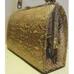 Vintage slangenleren tas leer slang crème wit 85