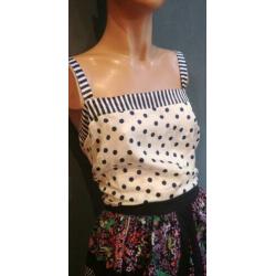 Vintage polkadot top ( 60s/70s) met satijnglans ( MT L)