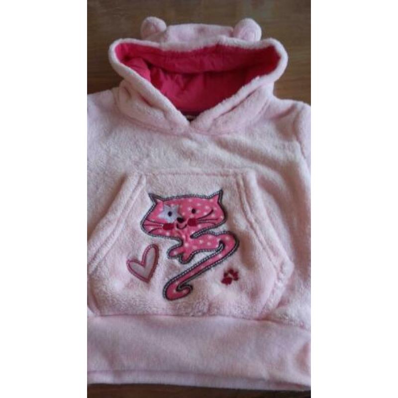 zachte roze trui mt 62-68 met capuchon