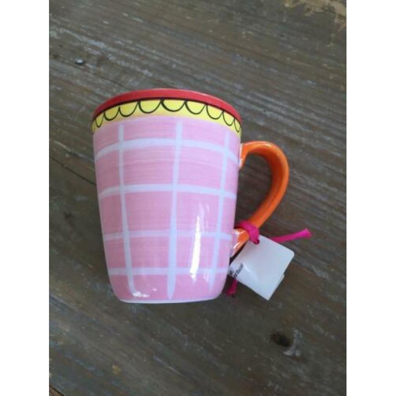 Blond Amsterdam roze ruit mok