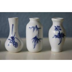 Chinese porseleinen miniatuur vaasjes (6x)
