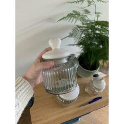 4 glazen voorraad potten hartjes glazen pot weckpot brocante