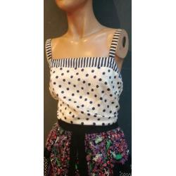 Vintage polkadot top ( 60s/70s) met satijnglans ( MT L)