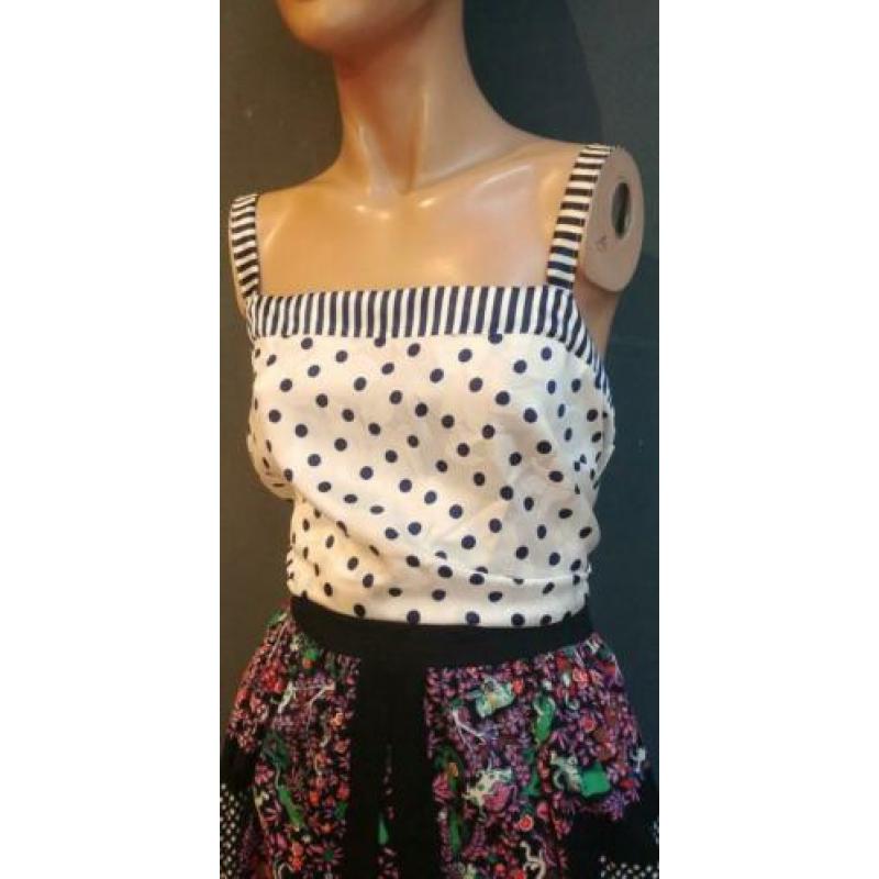 Vintage polkadot top ( 60s/70s) met satijnglans ( MT L)