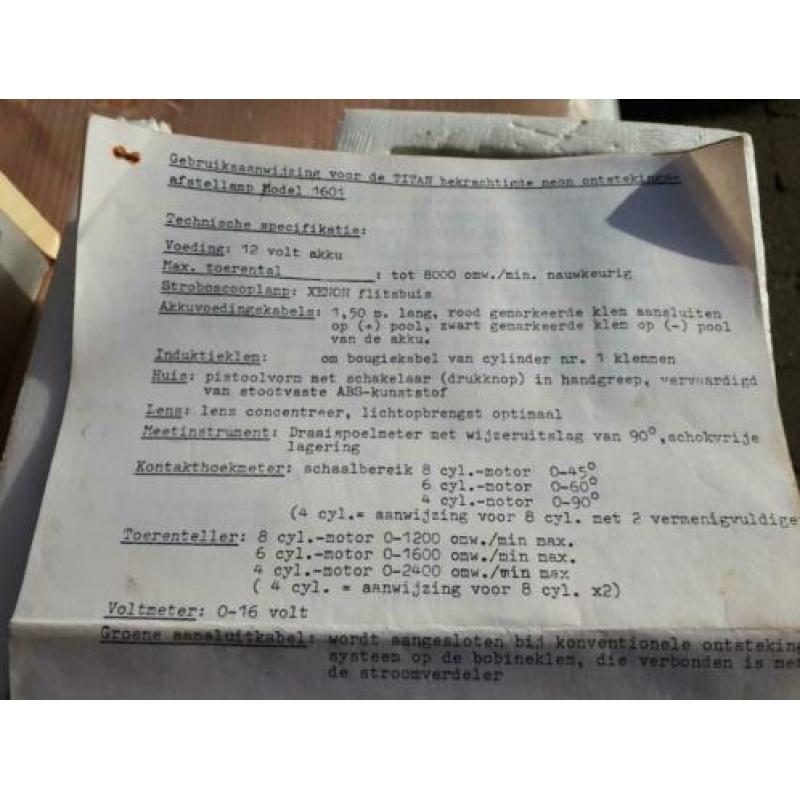 Afstellamp voor ontsteking en contactpunten voor oldtimer