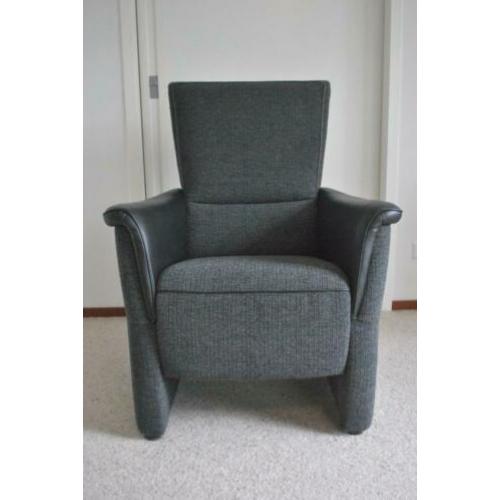 Fauteuil, zwart, stof, leer, als nieuw