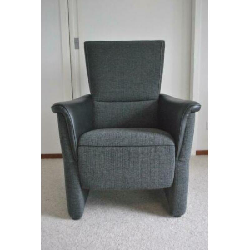 Fauteuil, zwart, stof, leer, als nieuw