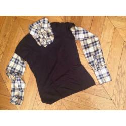 Question NIEUWE top donkerblauw met satijnen bloes S