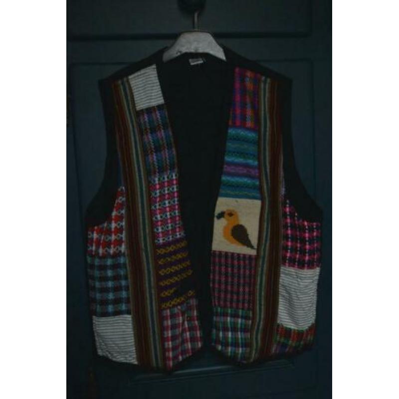 Mouwloos vest / gilet Ecuador 50 % wol Boho hippie