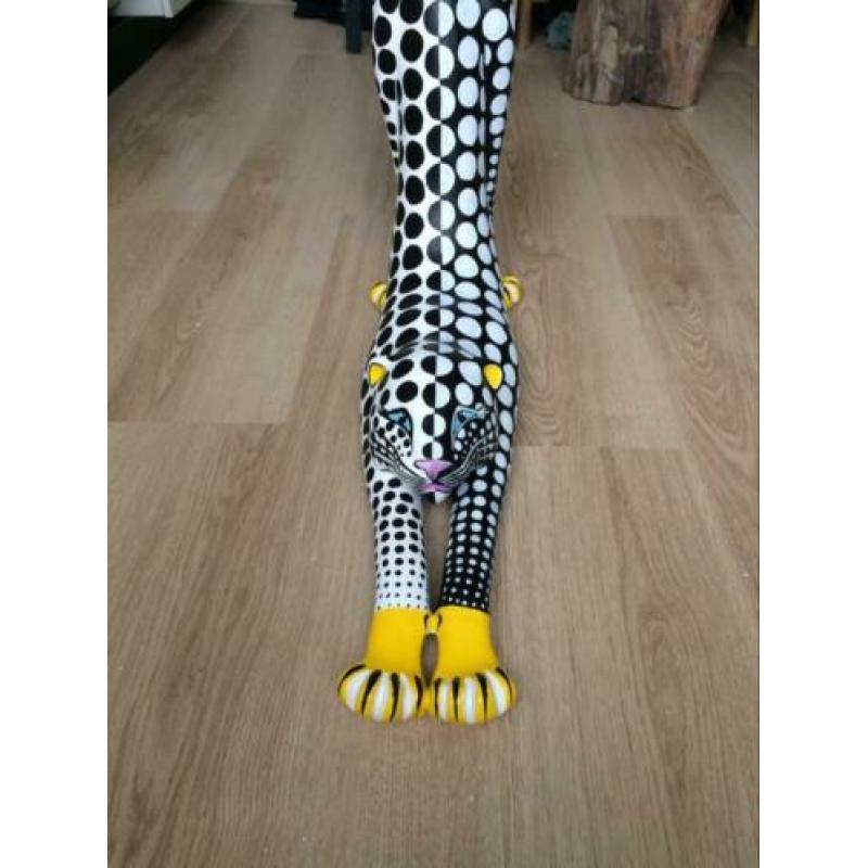 XL beeld Panter luipaard jaguar kat hout zwart&wit